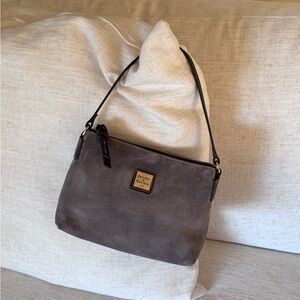 Dooney & Burke Vintage Gray Suede Small Shoulder Bag‎